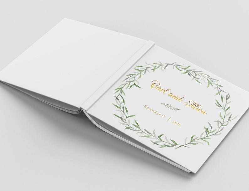 Gold Foil Wedding Guest Book Custom Wedding Guestbook Personalized Wedding Album Rustic Guest Book Floral Wedding Guest Book Gold Foil Ideas