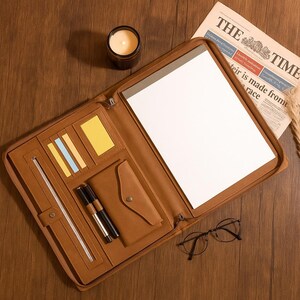 Portefeuille en cuir vintage pour lui, cadeau de Saint-Valentin pour mari et petit ami, porte-documents personnalisé avec fermeture à glissière