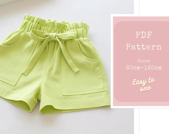 Girls Sewing Pattern With Written Instruction Girl  Shorts Pattern Linen Shorts Download PDF Sewing Pattern/newcotton 1001