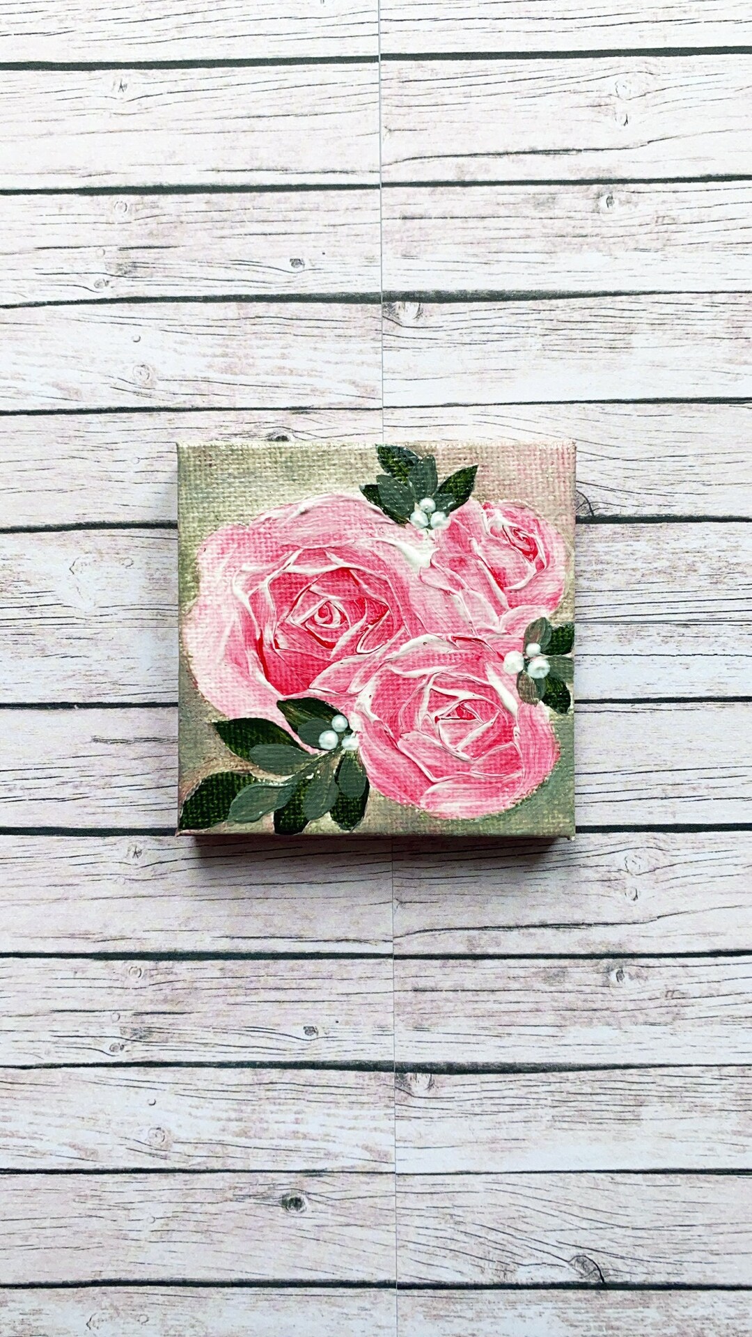 Mini Vintage Roses, Small Rose Painting, Mini Painting, Flower Painting ...