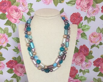 Blue Ice - handmade modern beaded necklace