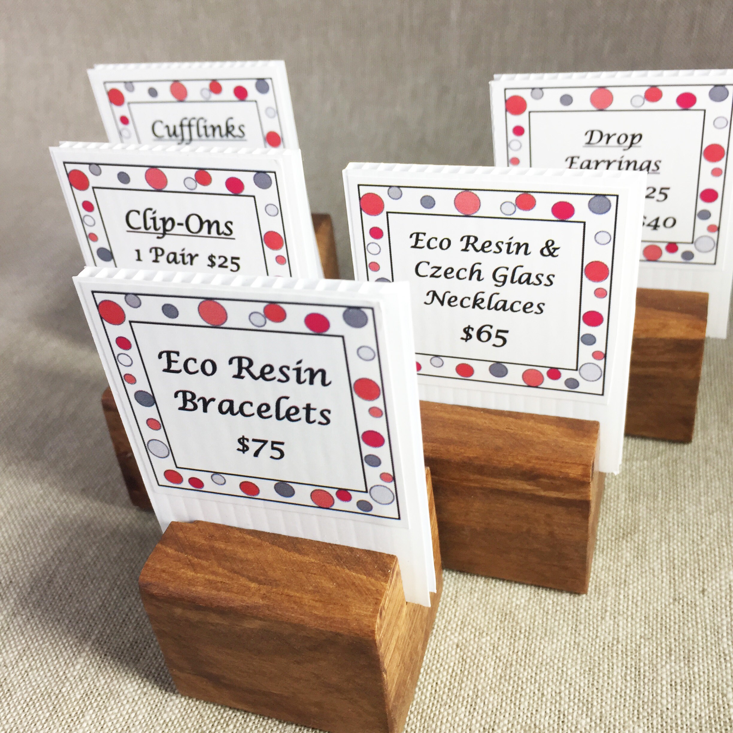 Wooden Price Tag Stand,wooden Card Stand,set of 5 Mini Display Stands