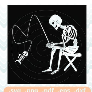 Skeleton fishing - SVG / Vector file / Digital download / Halloween / FarSeaStudio