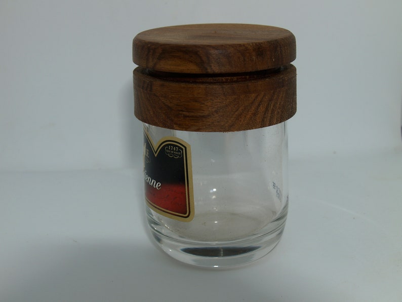 Glass Jars With Hand Made Wooden Lids. All Made of Recycled Wood and