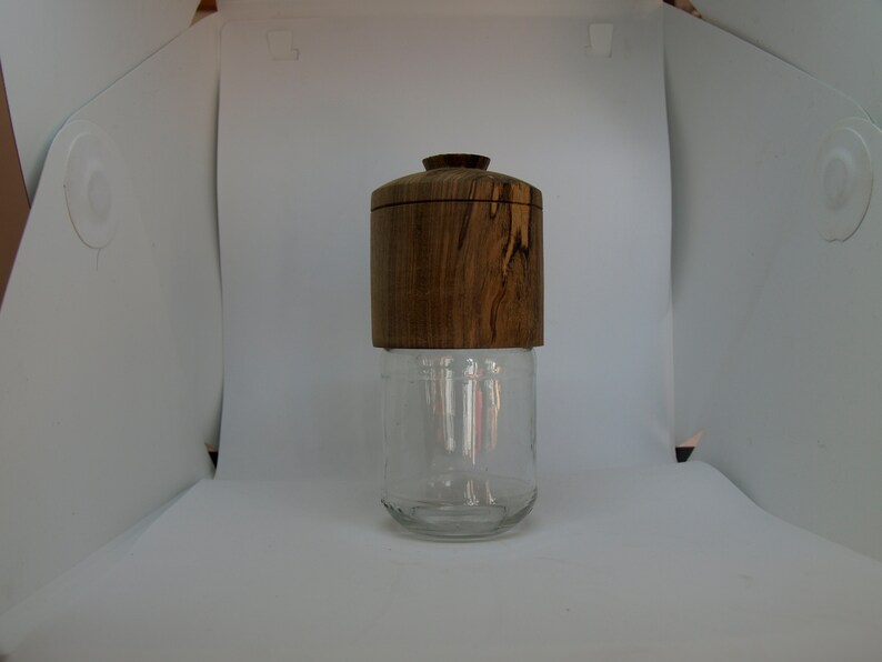 Glass Jars With Hand Made Wooden Lids. All Made of Recycled Etsy