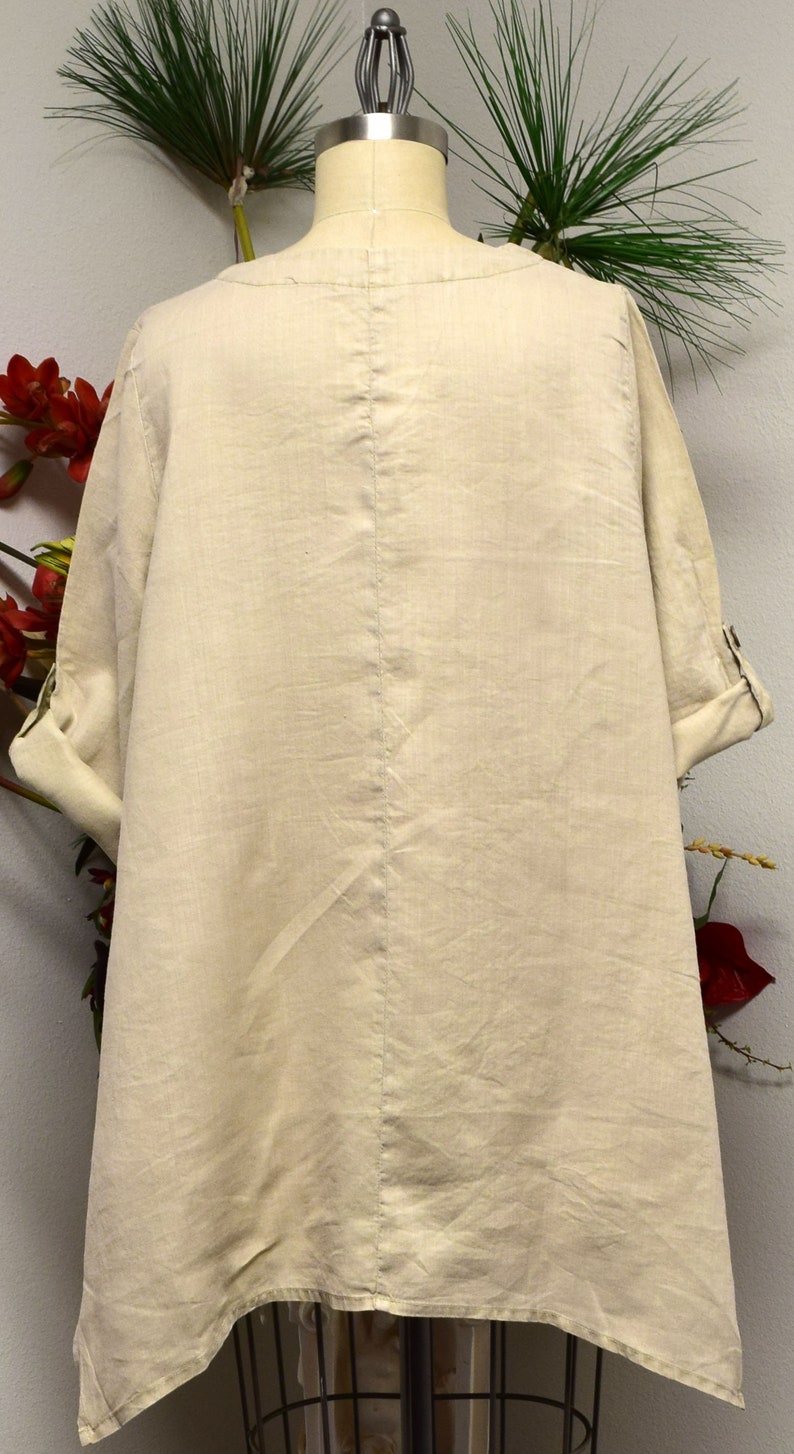 White linen top Linen Top Over sized Linen Tunic designer Lagenlook Tunic top with Front Pockets Summer New Linen Tunic