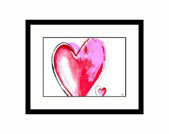 Valentines red and pink heart abstract wall art print poster "The Love Inside"1