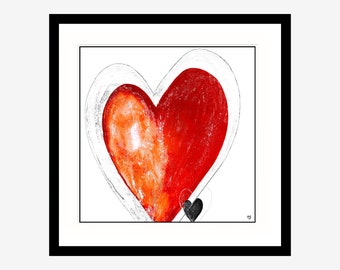 Valentines red heart abstract wall art print poster "You're In My Heart" 3