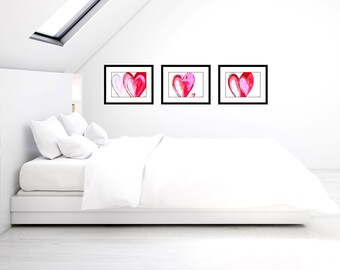 Valentines red and pink heart abstract wall art poster print "The Love Inside"3