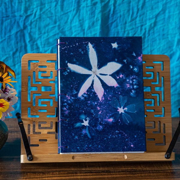 Hand Bound Journal with Original Cyanotype Print Covers … Clematis and Wild Mallow … Because Your Words Are Worth It