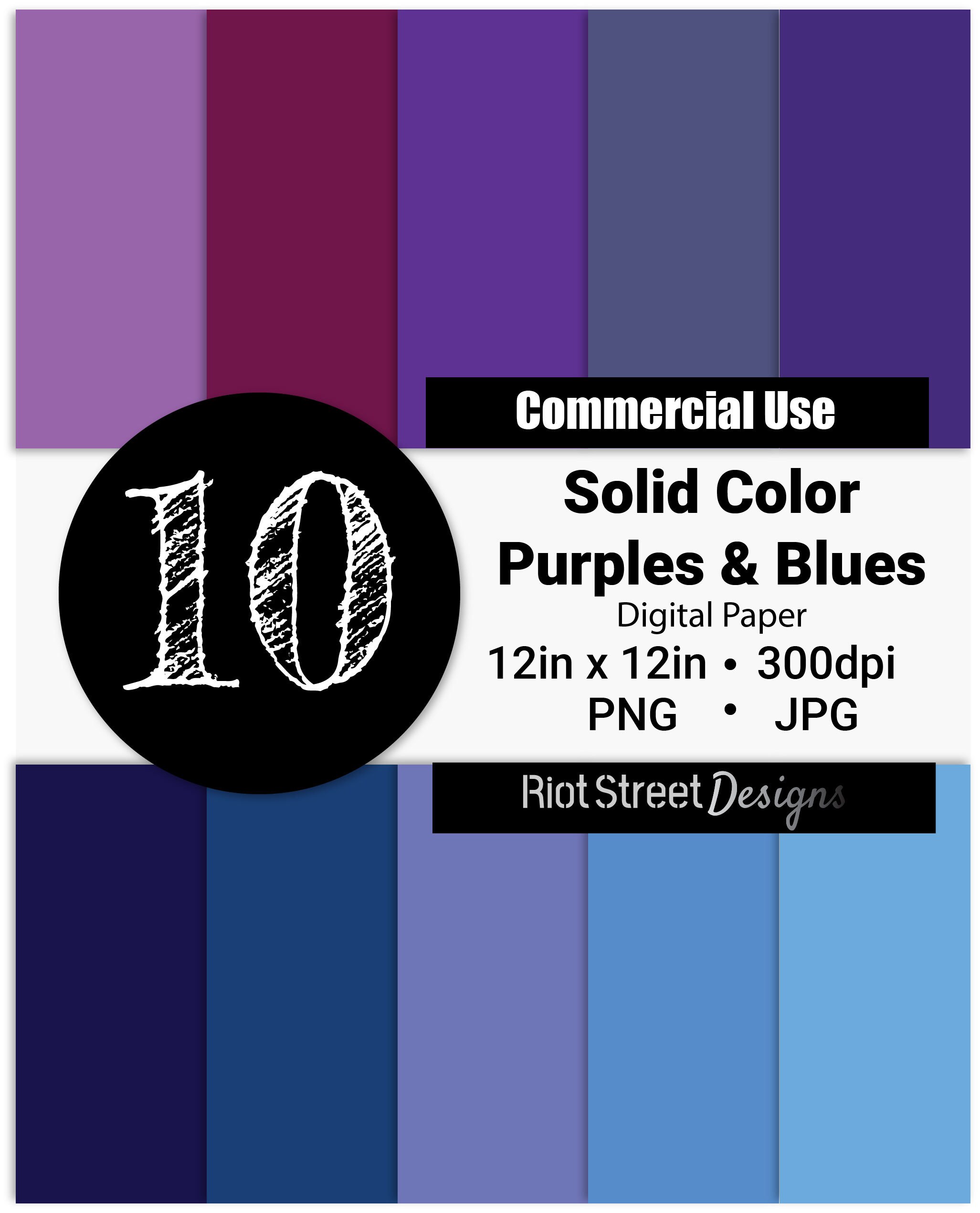 Solid Color Purple Digital Paper Pack Dark and Bright Solid Colors 10 ...