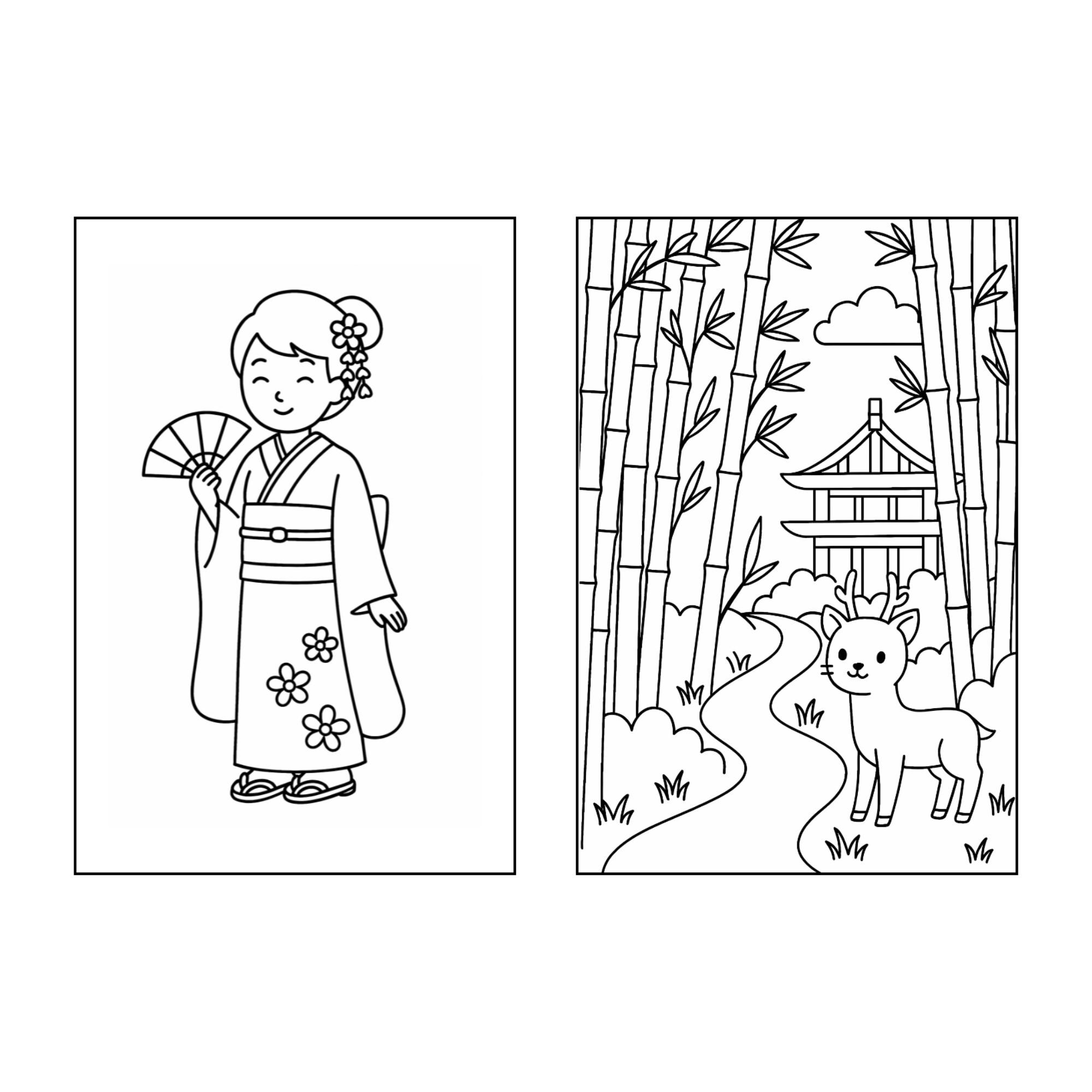 Japan Coloring Book for Kids Ages 5-7 – 30 Fun Pages of Japanese ...