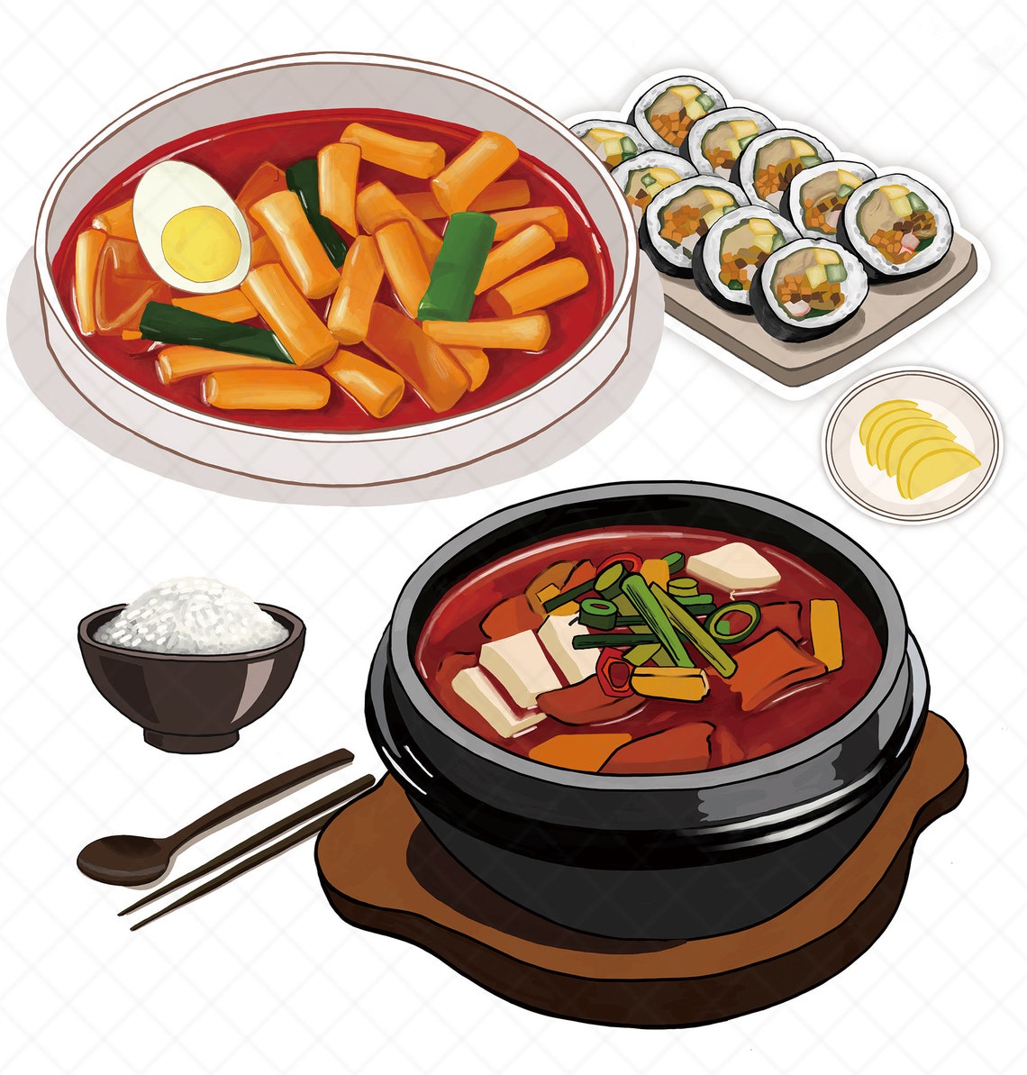 Korean Food Digital STICKERS Set Goodnotes Stickers Korean Etsy