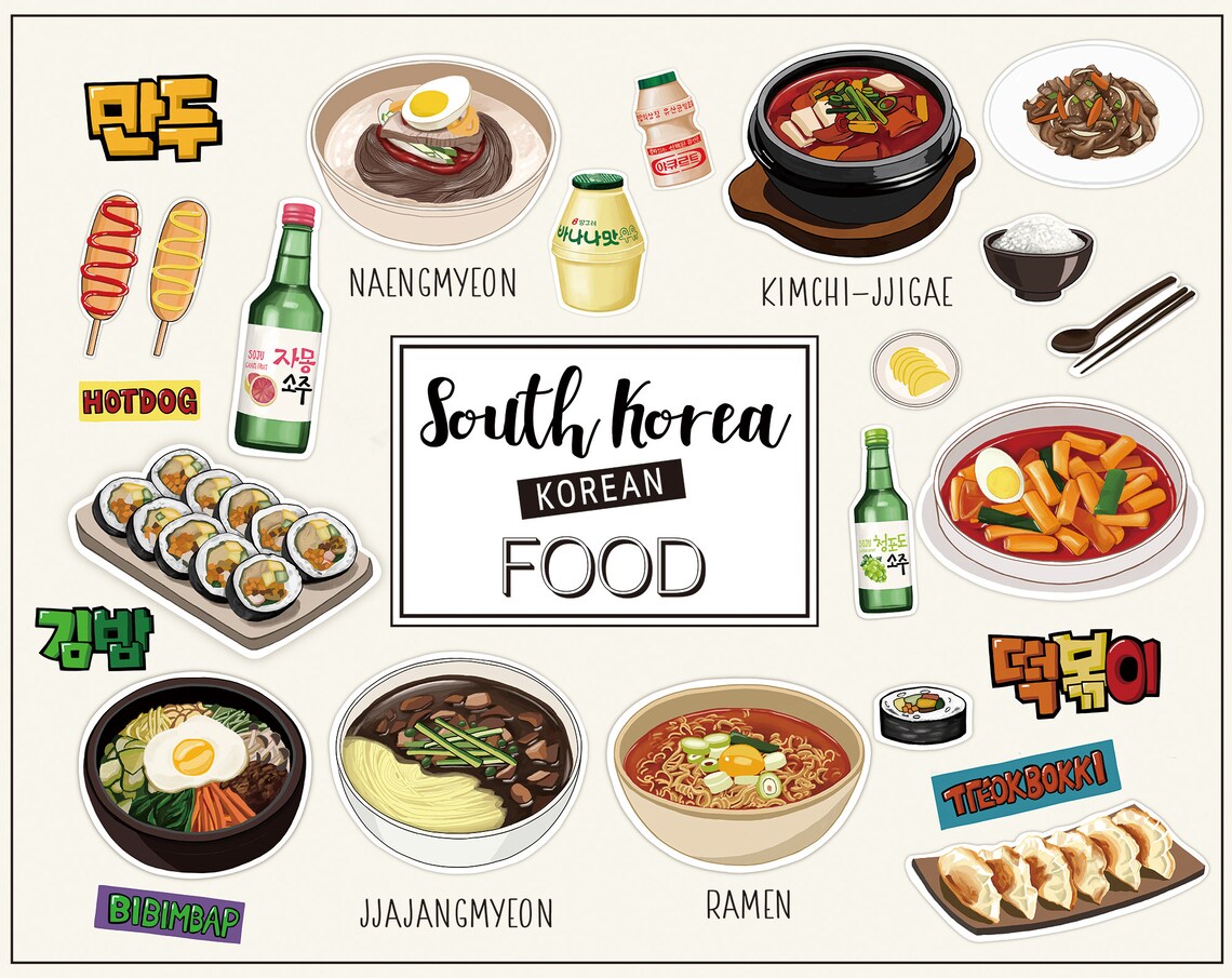 Korean Food Digital STICKERS Set Goodnotes Stickers Korean Etsy