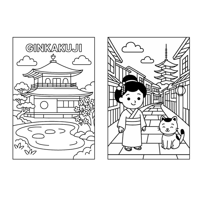 Japan Coloring Book for Kids Ages 5-7 – 30 Fun Pages of Japanese ...