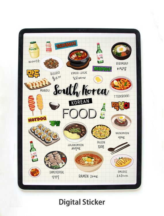 korean food digital stickers set goodnotes stickers korean etsy canada