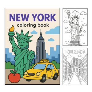 New York City Malbuch für Kinder - 23 ausdruckbare Seiten mit NYC Sehenswürdigkeiten, Reisespaß und Aktivitäten - Sofortdownload