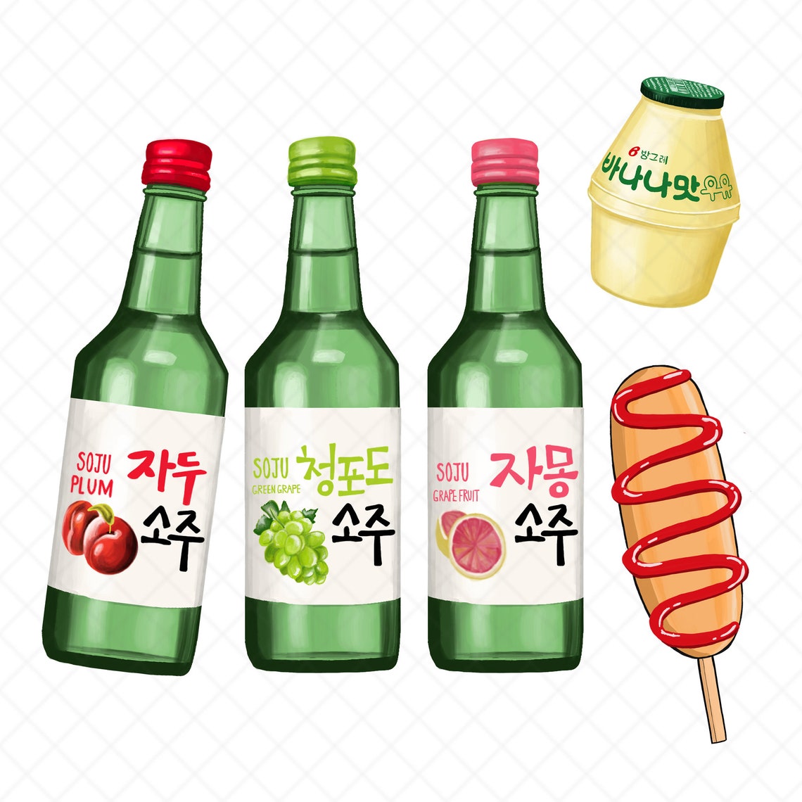 Korean Food Digital STICKERS Set Goodnotes Stickers Korean Etsy
