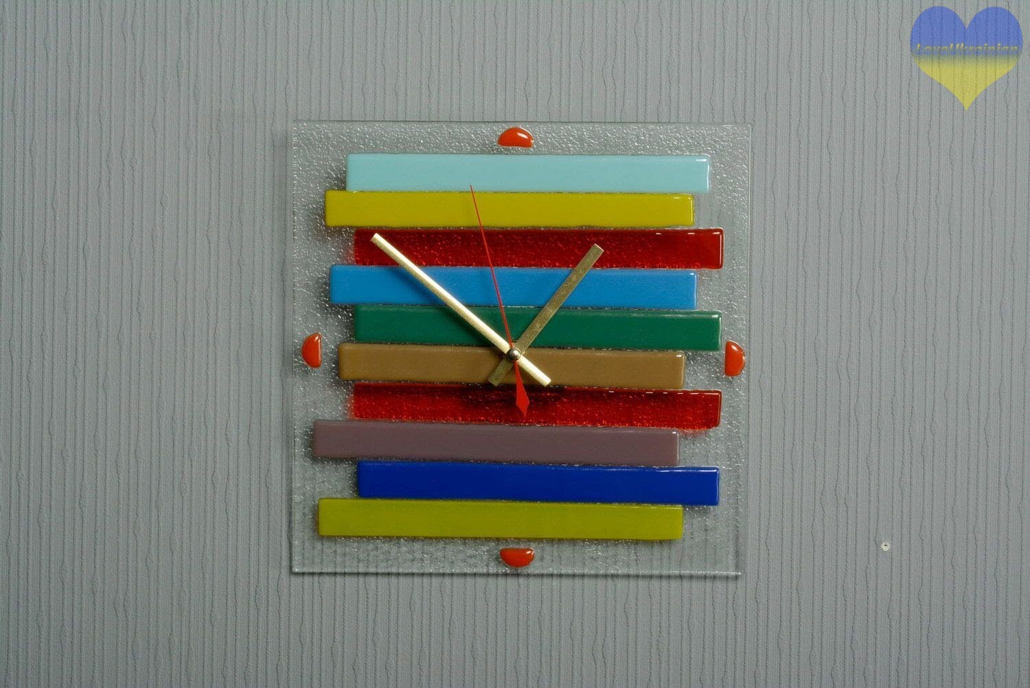 Contemporary Clock Colorful Clock Wall Glass Clock Glass Etsy