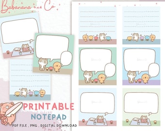 Cute Pet Printable Notepad, Memo Sheets (Digital Download)