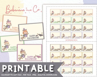 Cute halloween mini  note,Printable Planner Stickers ,Digital Stickers,Bullet Journal ,Silhouette Cut File,High Quality - Instant Download
