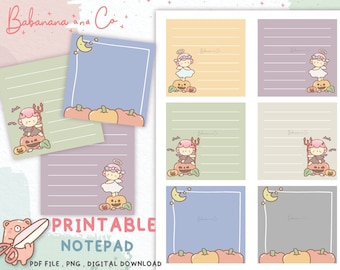 Cute Halloween Notepad, Printable Memo Sheets (Digital Download)
