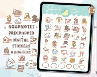 Pegatinas digitales Cute Cat Icons / Goodnotes Stickers / Cute Hand Draw / pegatinas de dígitos, planificador / kawaii / png precortado