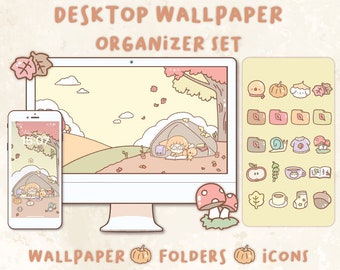 Autumn Desktop Wallpaper Organizer | Mac & Windows Folder Icons (Digital Download)