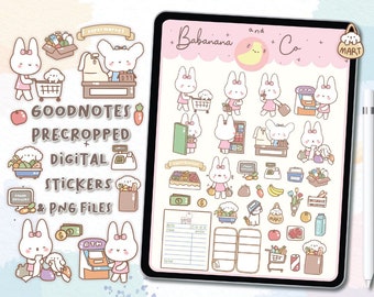 Groceries shopping digital stickers | Goodnotes Stickers | Cute Hand Draw | Digits Stickers | planner | kawaii | precropped png