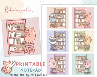 Bloc de notas imprimible para seguimiento de libros, descarga digital de bloc de notas, bloc de notas imprimible bonito, hojas de notas, artículos de papelería imprimibles bonitos, descarga instantánea