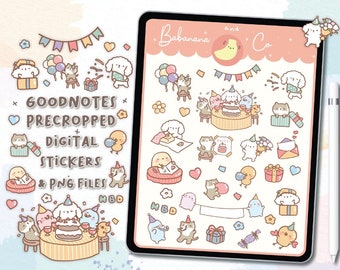 Party Time digital stickers | Goodnotes Stickers | Cute Hand Draw | Digits Stickers,  planner | kawaii | precropped png