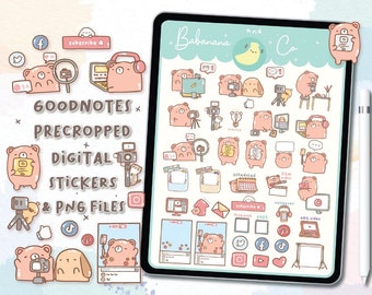 Influencer Digital Stickers | Goodnotes Stickers | Cute Hand Draw | Digits Stickers | Planner | Kawaii | Precropped PNG