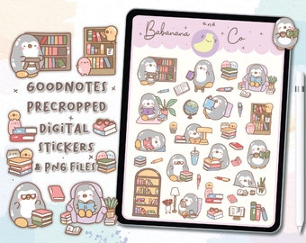 Bookworm digital stickers | Goodnotes Stickers | Cute Hand Draw | Digits Stickers | planner | kawaii | precropped png