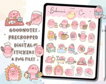 Bundle Daily digital stickers | Goodnotes Stickers | Cute Hand Draw | Digits Stickers | planner | kawaii | precropped png