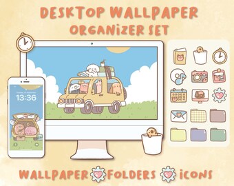 Organizador de fondos de pantalla para vacaciones / Organizador para Mac y Windows / Iconos de carpetas de escritorio para Mac y Windows / Iconos y fondos de pantalla de escritorio