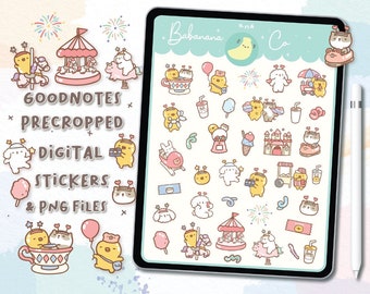 Fun park digital stickers | Goodnotes Stickers | Cute Hand Draw | Digits Stickers | planner | kawaii | precropped png