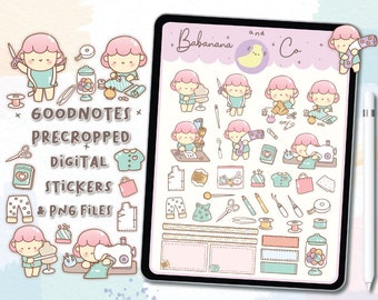 Love sewing digital stickers | Goodnotes Stickers | Cute Hand Draw | Digits Stickers | planner | kawaii | precropped png