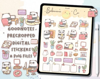 Work at home digital stickers | Goodnotes Stickers | Cute Hand Draw | Digits Stickers | planner | kawaii | precropped png