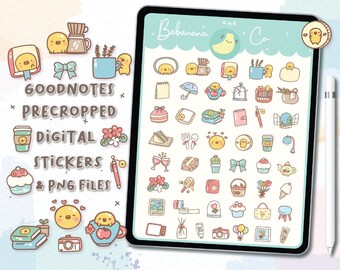 Pegatinas digitales de iconos lindos / pegatinas Goodnotes / lindo dibujo a mano / pegatinas de dígitos, planificador / kawaii / png precortado