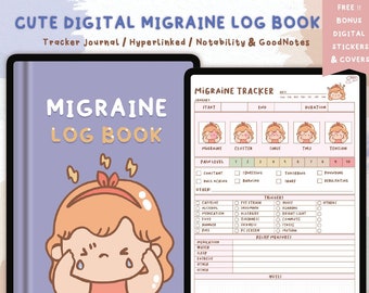 Migraine Tracker Book,Headache Log,Track Headache Symptoms&Severity,Instant Download,Template for Goodnotes,Notability,DigitalHyperlinkedPDF
