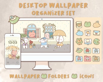 Rainny Day Desktop Wallpaper Organizer| Mac and Windows Organizer | Mac and Windows Desktop Folder Icons|Desktop Icons and Wallpapers