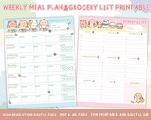 Weekly Meal Plan and Grocery printable,Grocery List,Meal Tracker,Food Journal,Menu Plan & Prep, Bullet Journal/Planner PDF, Instant Download