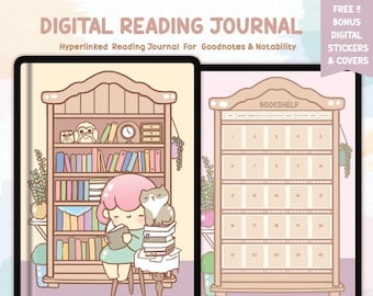 Digital Reading Journal, Book Tracker, Reading Tracker, Digital Reading Planner, Book Review, Book Shelf, Reading Log,Book Reading Record