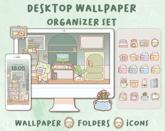 My Study Room Desktop Wallpaper Organizer| Mac and Windows Organizer | Mac and Windows Desktop Folder Icons|Desktop Icons and Wallpapers