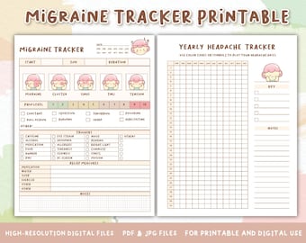 Migraine Tracker Printable,Headache Log,Track Headache Symptoms & Severity,Migraine Record,Bullet Journal/Planner PDF,Instant Download