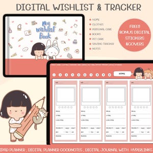 Digitale Wunschliste & Tracker | Traum Wunsch-Planer | Ästhetische druckbare Einkaufsliste | Wunschliste Vorlage | Digitaler Planer in Pink