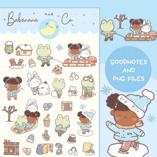 Winter digital stickers | Goodnotes Stickers | Cute Hand Draw | Digits Stickers | planner | kawaii | precropped png