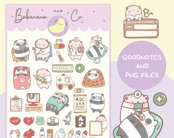 Cute Hand Drawn Medical digital stickers | Goodnotes Stickers |  Digits Stickers | planner | kawaii | precropped png