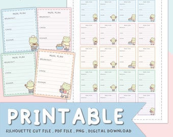 Meal Plan Printable,Printable Planner Stickers ,Digital Stickers,Bullet Journal ,Silhouette Cut File,High Quality - Instant Download