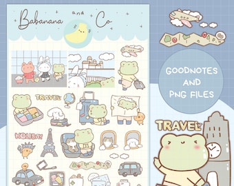 Cute Hand Drawn Vacation digital stickers | Goodnotes Stickers | Digits Stickers,  planner | kawaii | precropped png